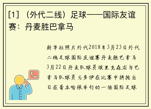 [1] （外代二线）足球——国际友谊赛：丹麦胜巴拿马